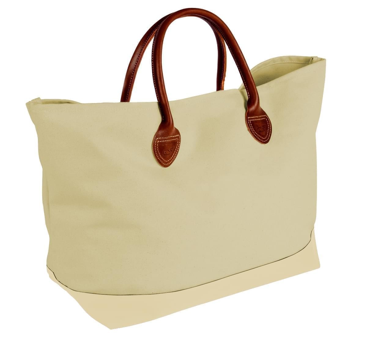 Leather Handle Tote-Canvas-24x13x8