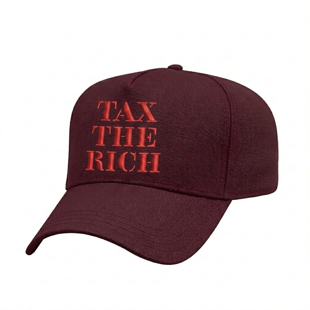 USA-made 5L Burgundy Cotton Duck baseball cap, decorated view, manufactured in Newark NJ