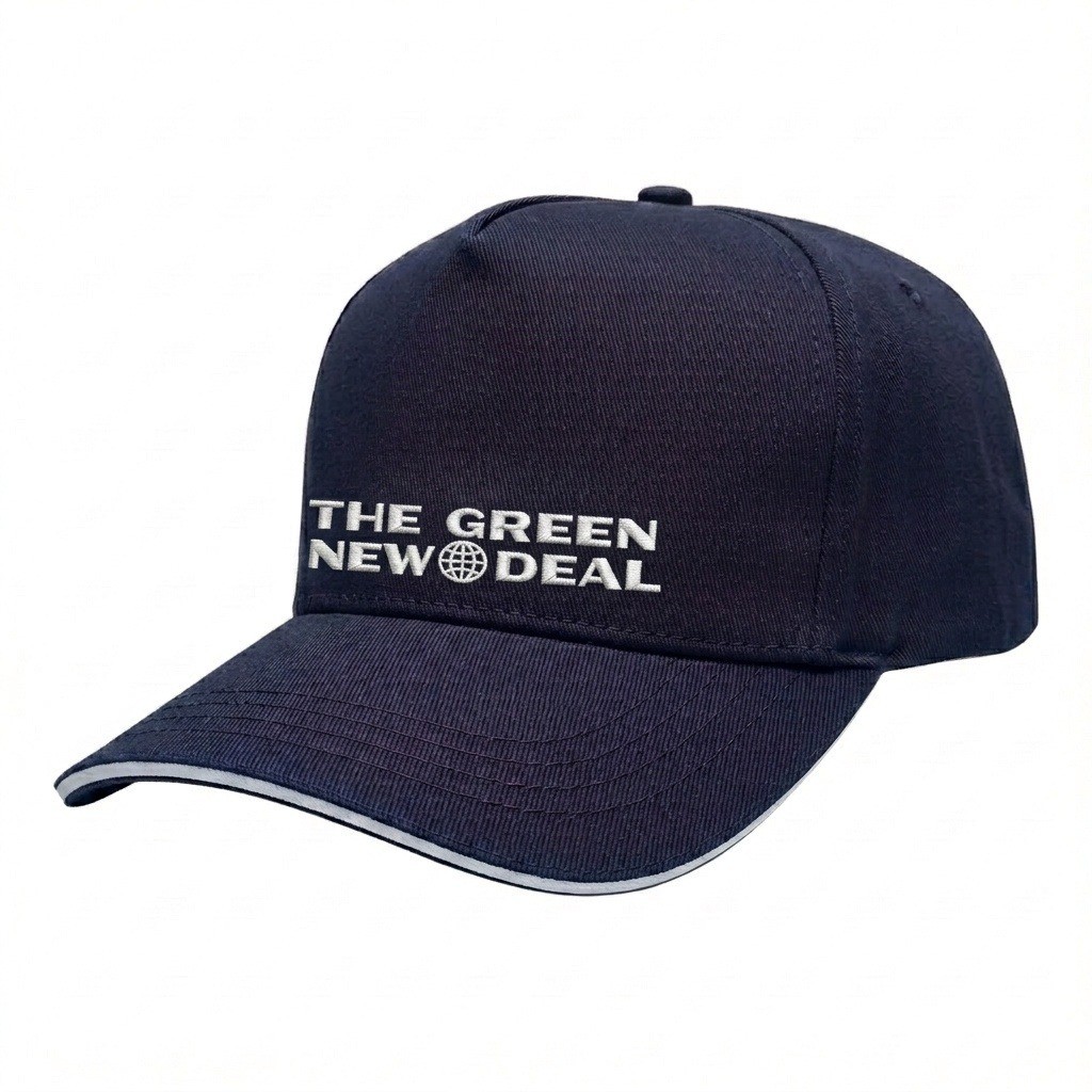 USA-made 5S Navy-White Polycotton Twill baseball cap, decorated view, manufactured in Newark NJ