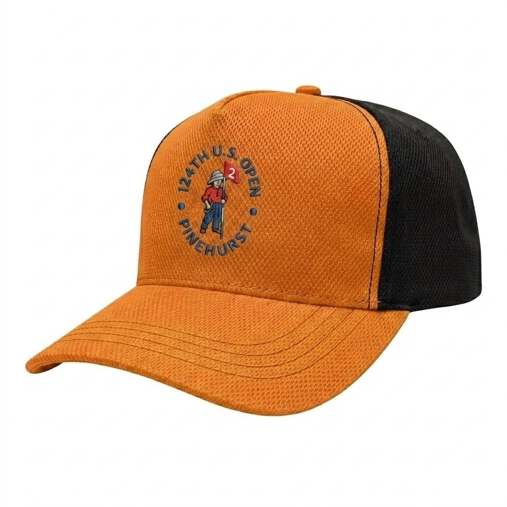 USA-made 5S Athletic Gold-Black Diamond Pro baseball cap, decorated view, manufactured in Newark NJ