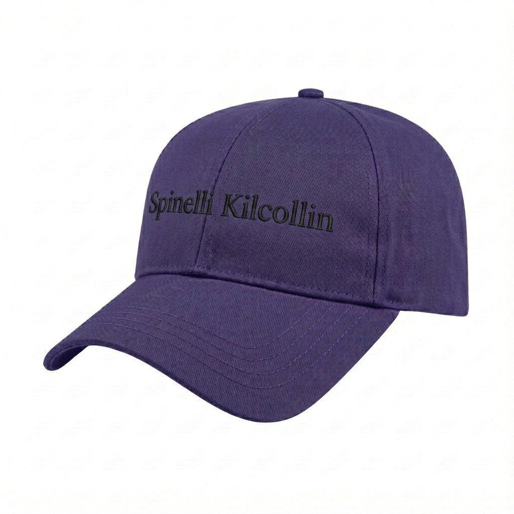 USA-made 6L Purple Chino baseball cap, decorated view, manufactured in Newark NJ