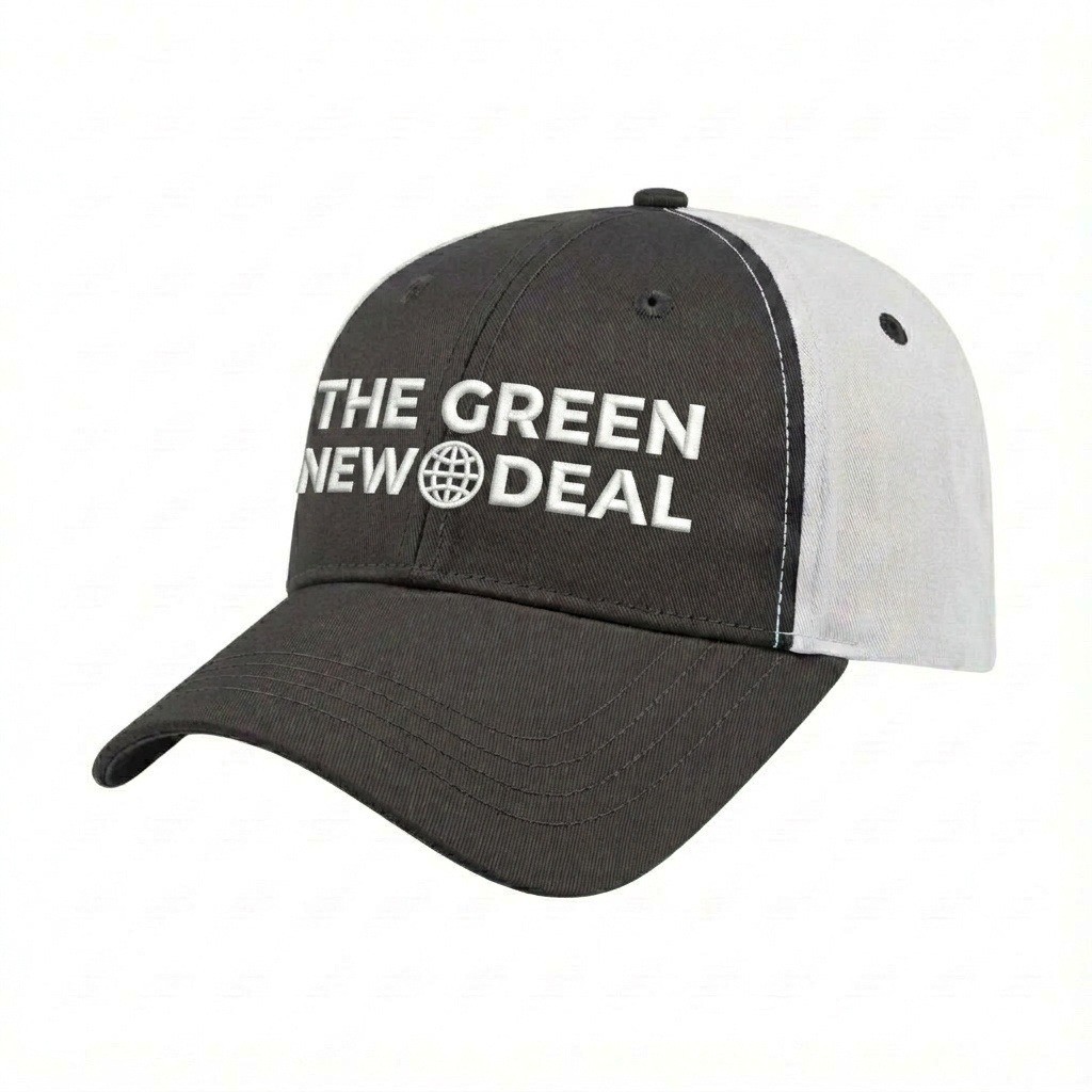 USA-made 6L Dark Gray-White Chino baseball cap, decorated view, manufactured in Newark NJ