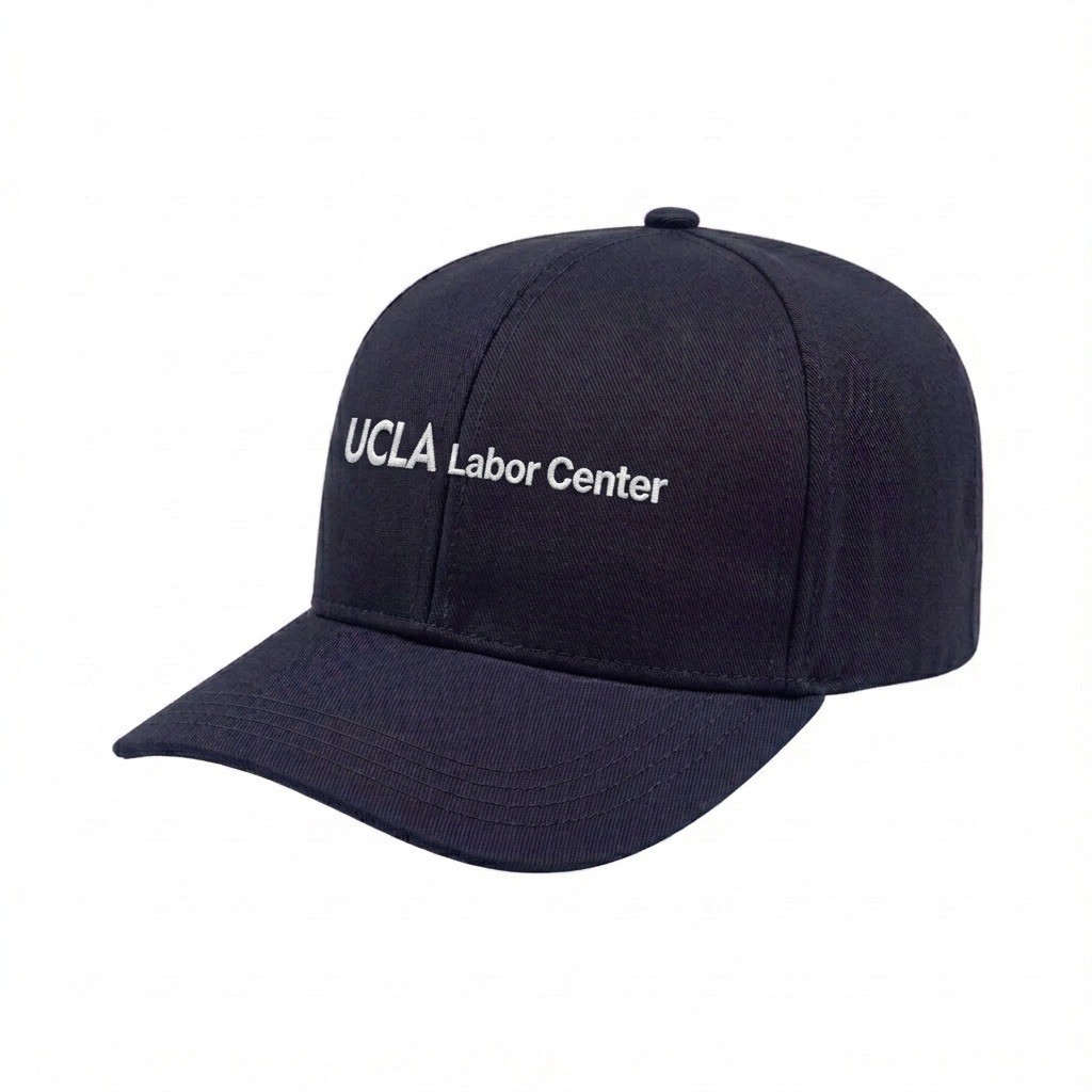 USA-made 6S Navy Chino baseball cap, decorated view, manufactured in Newark NJ