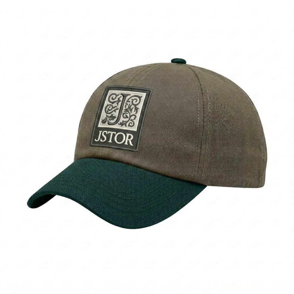 USA-made 6U Khaki-Hunter Green Chino baseball cap, decorated view, manufactured in Newark NJ