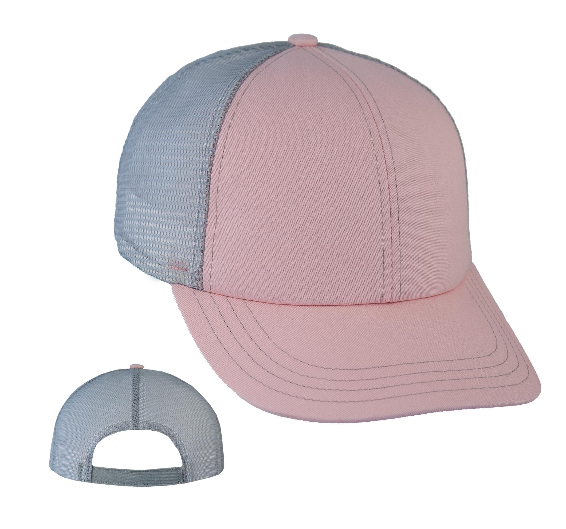 Pink / Grey Contrast Stitch Brushed Meshback