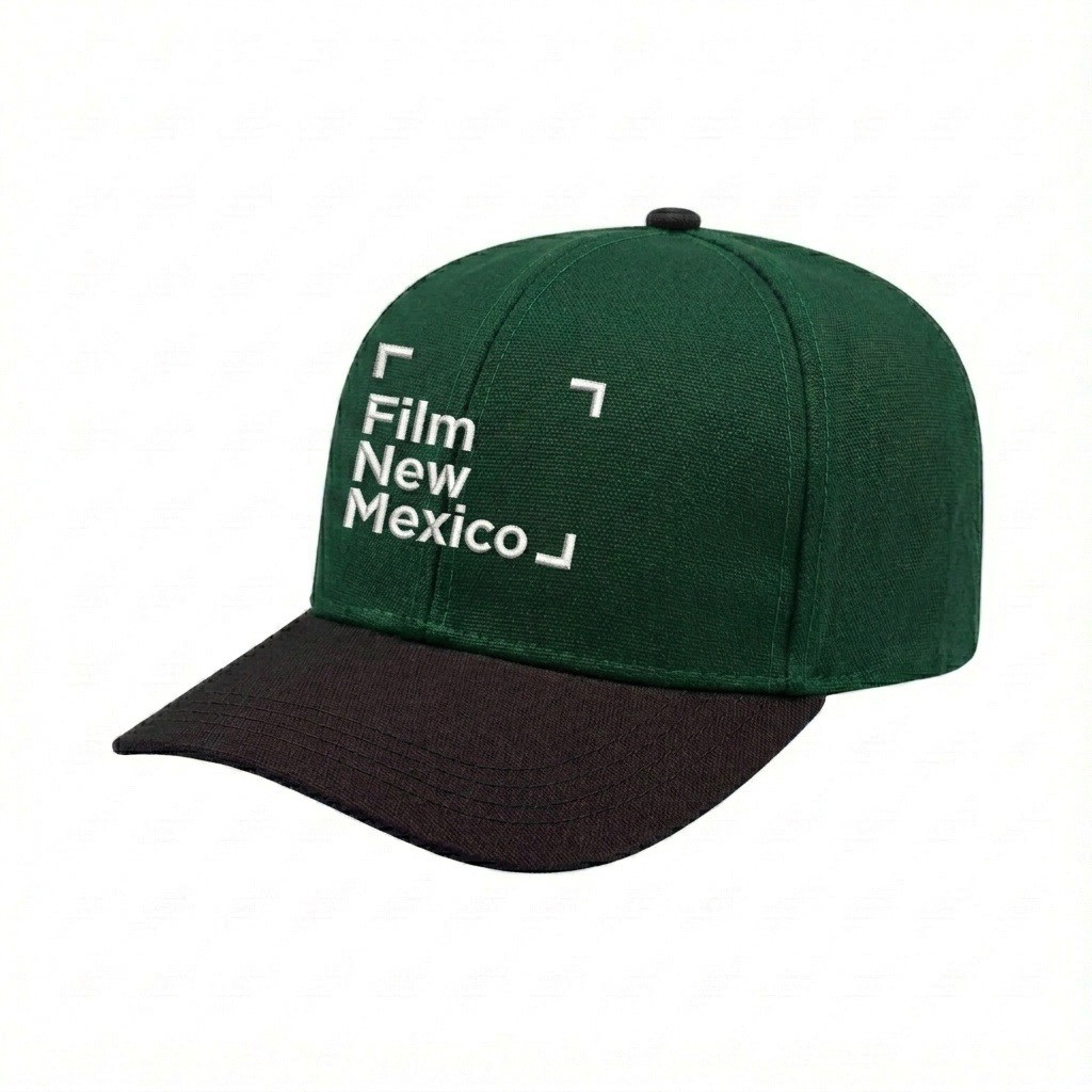 USA-made 6S Hunter Green-Black Cotton Duck baseball cap, decorated view, manufactured in Newark NJ