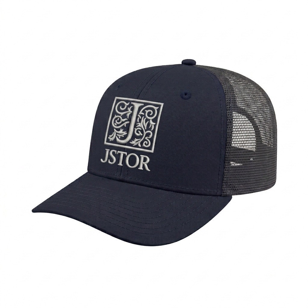 USA-made 6S Navy Polycotton Twill baseball cap, decorated view, manufactured in Newark NJ