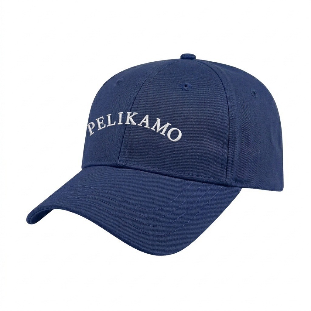 USA-made 6L Royal Blue Cotton Spandex baseball cap, decorated view, manufactured in Newark NJ