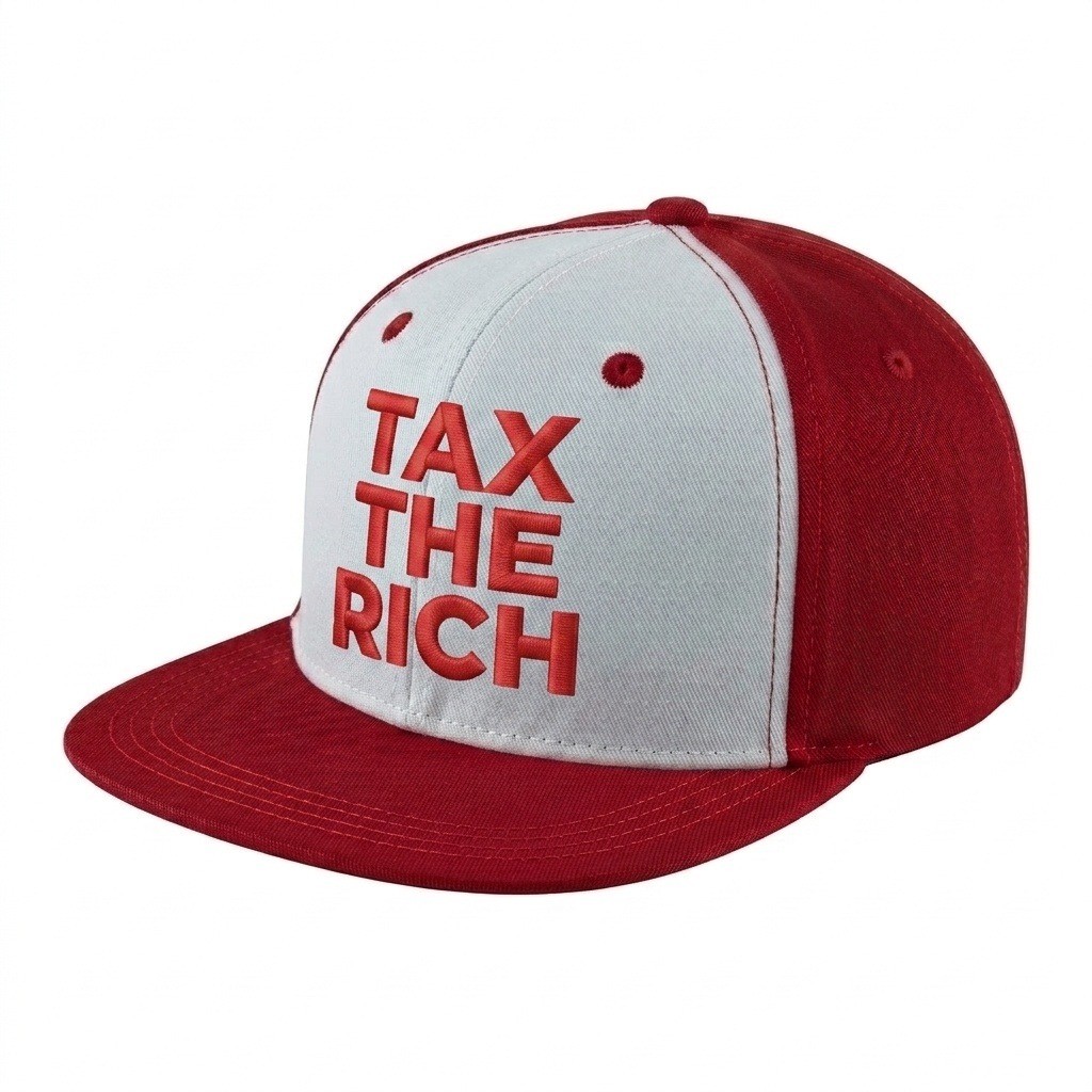 USA-made 6H White-Red Polycotton Twill baseball cap, decorated view, manufactured in Newark NJ