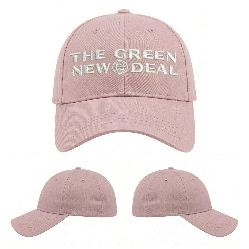 USA-made 6L Pink Polycotton Twill baseball cap, decorated view, manufactured in Newark NJ