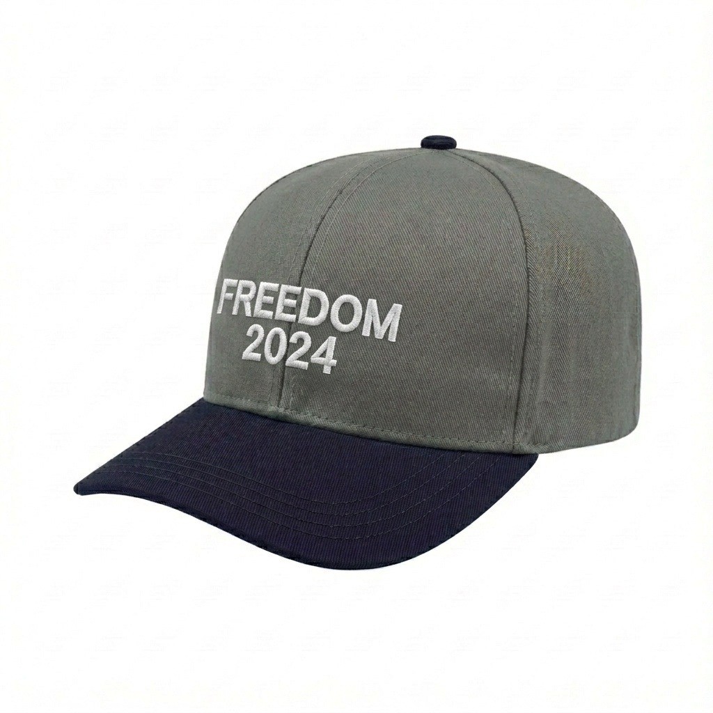 USA-made 6S Light Gray-Navy Polycotton Twill baseball cap, decorated view, manufactured in Newark NJ