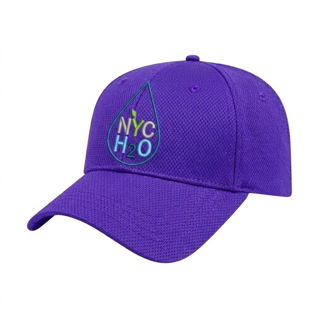 USA-made 6L Purple Diamond Pro baseball cap, decorated view, manufactured in Newark NJ