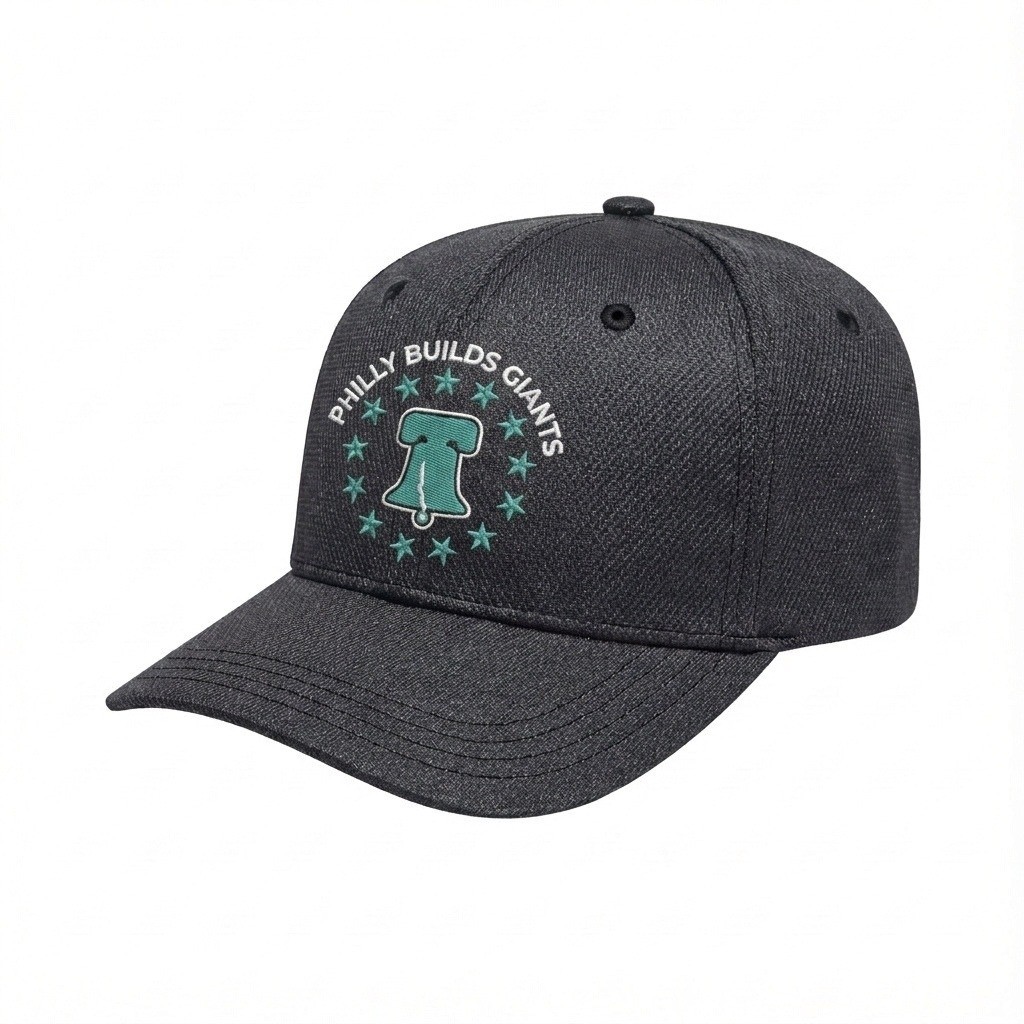 USA-made 6S Black Diamond Pro baseball cap, decorated view, manufactured in Newark NJ
