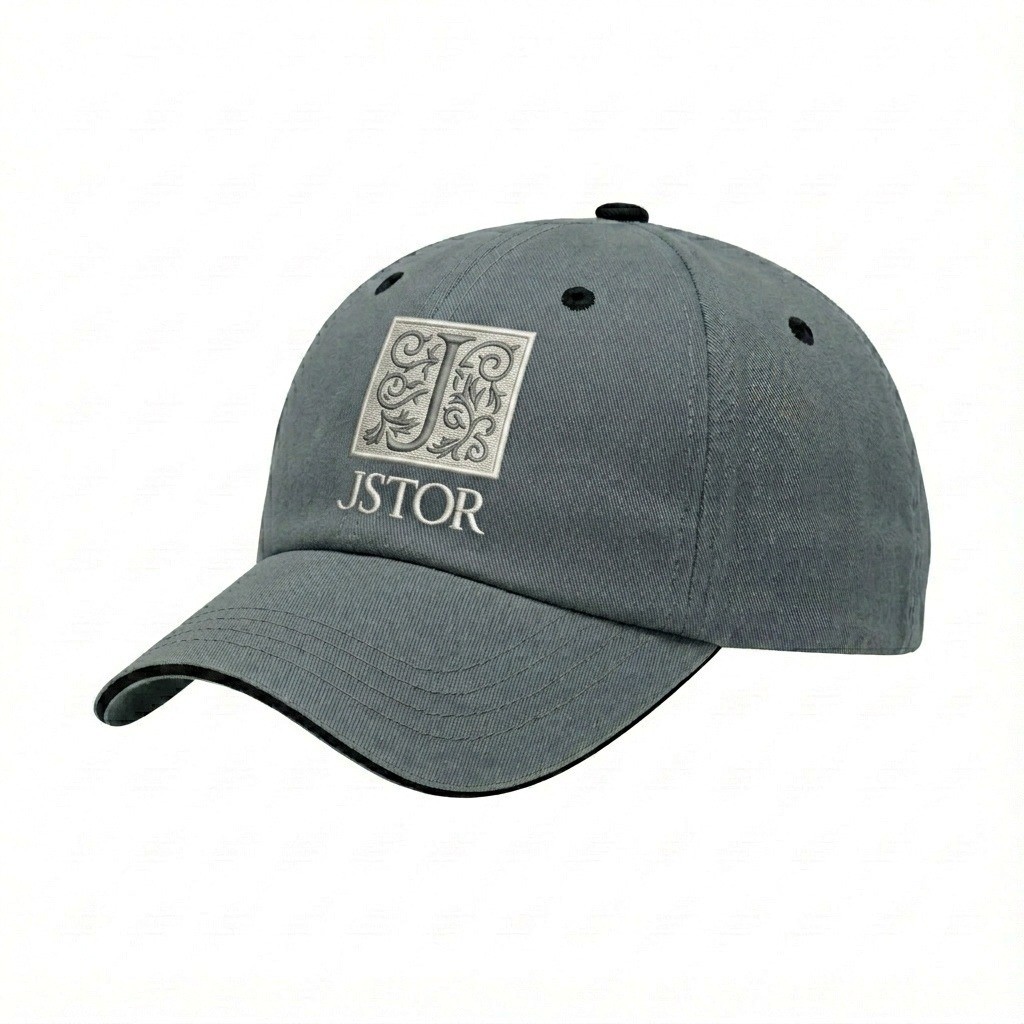 USA-made 6U Light Gray-Black Domestic Twill baseball cap, decorated view, manufactured in Newark NJ