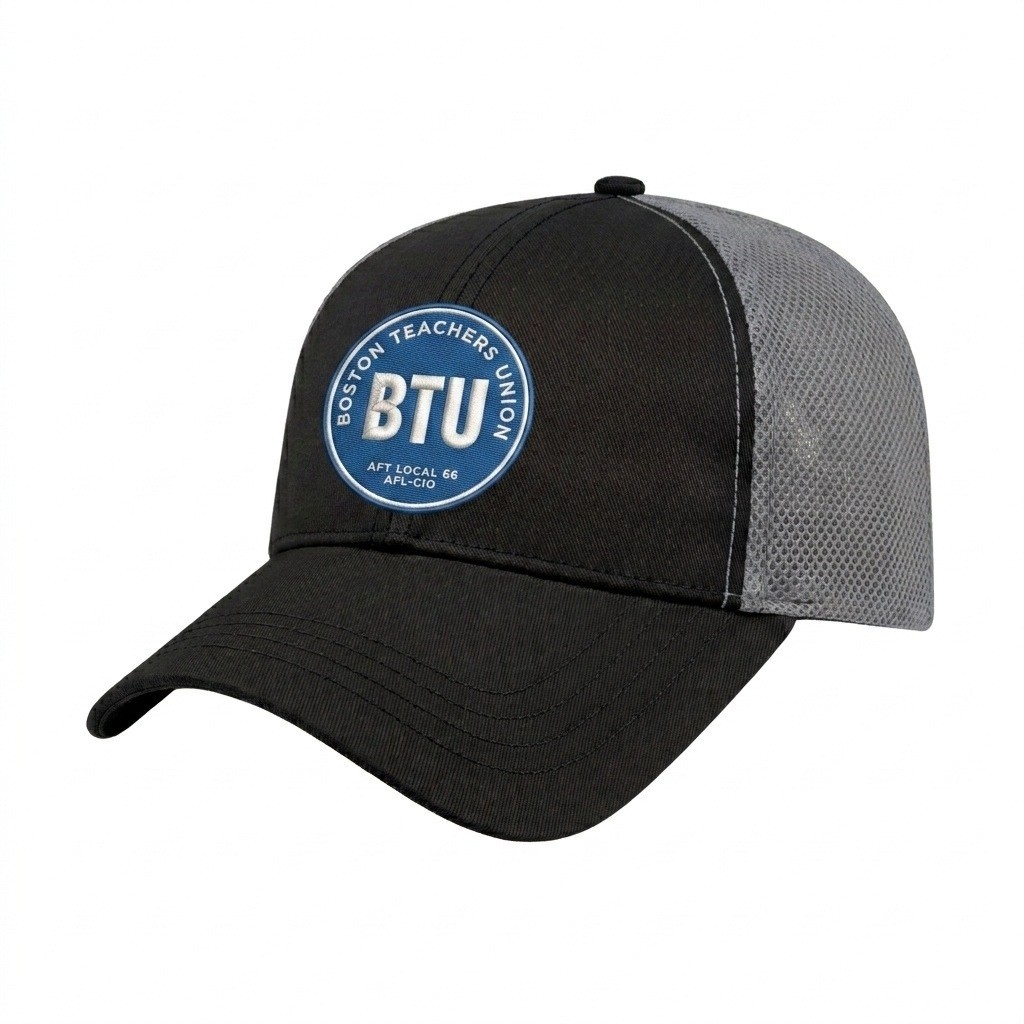 USA-made 6L Black-Light Gray Chino baseball cap, decorated view, manufactured in Newark NJ