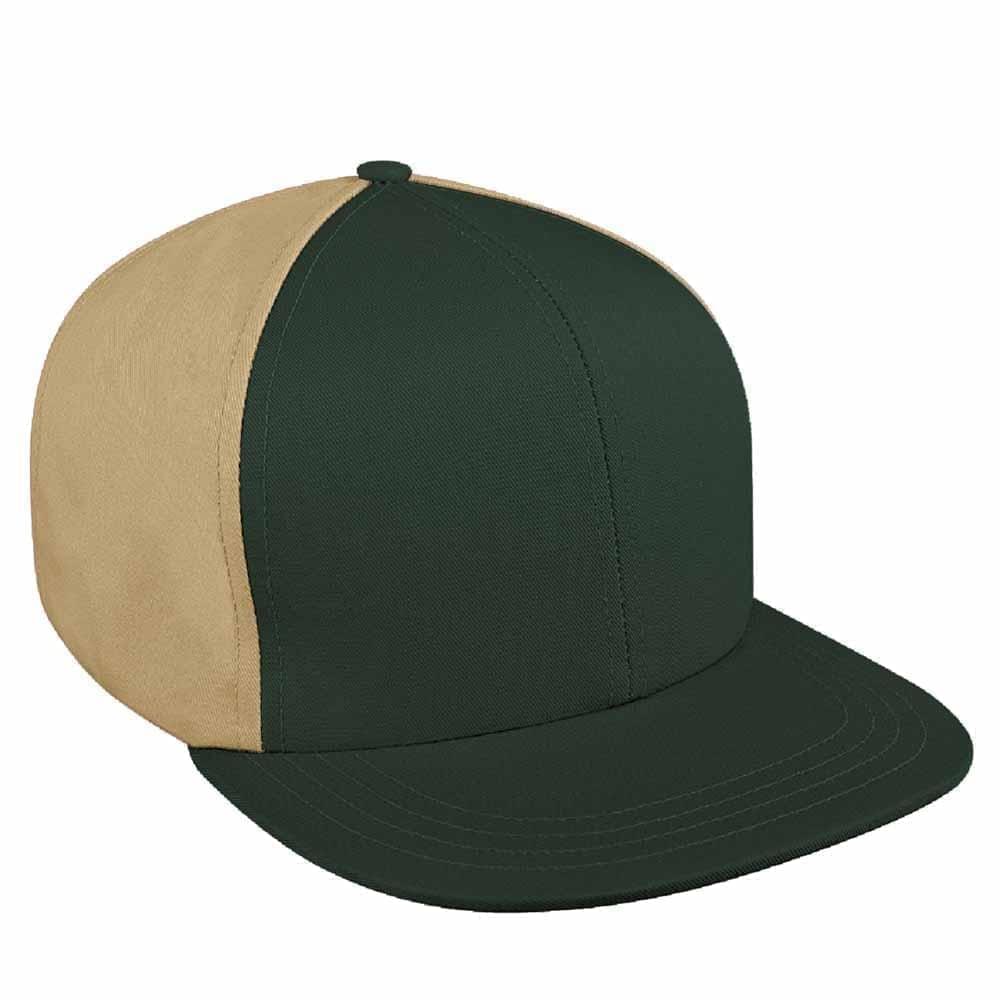 Contrast Back Denim Leather Flat Brim
