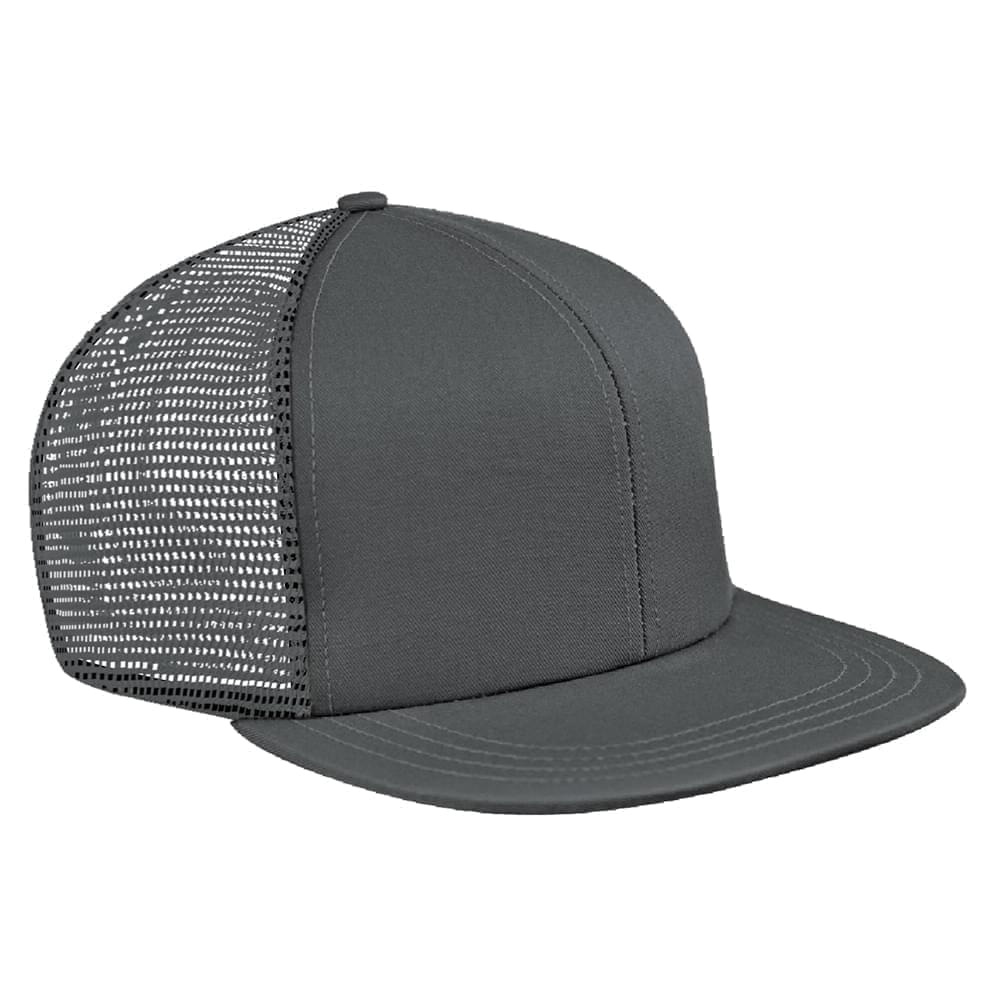 Solid Mesh Back Meshback Velcro Flat Brim