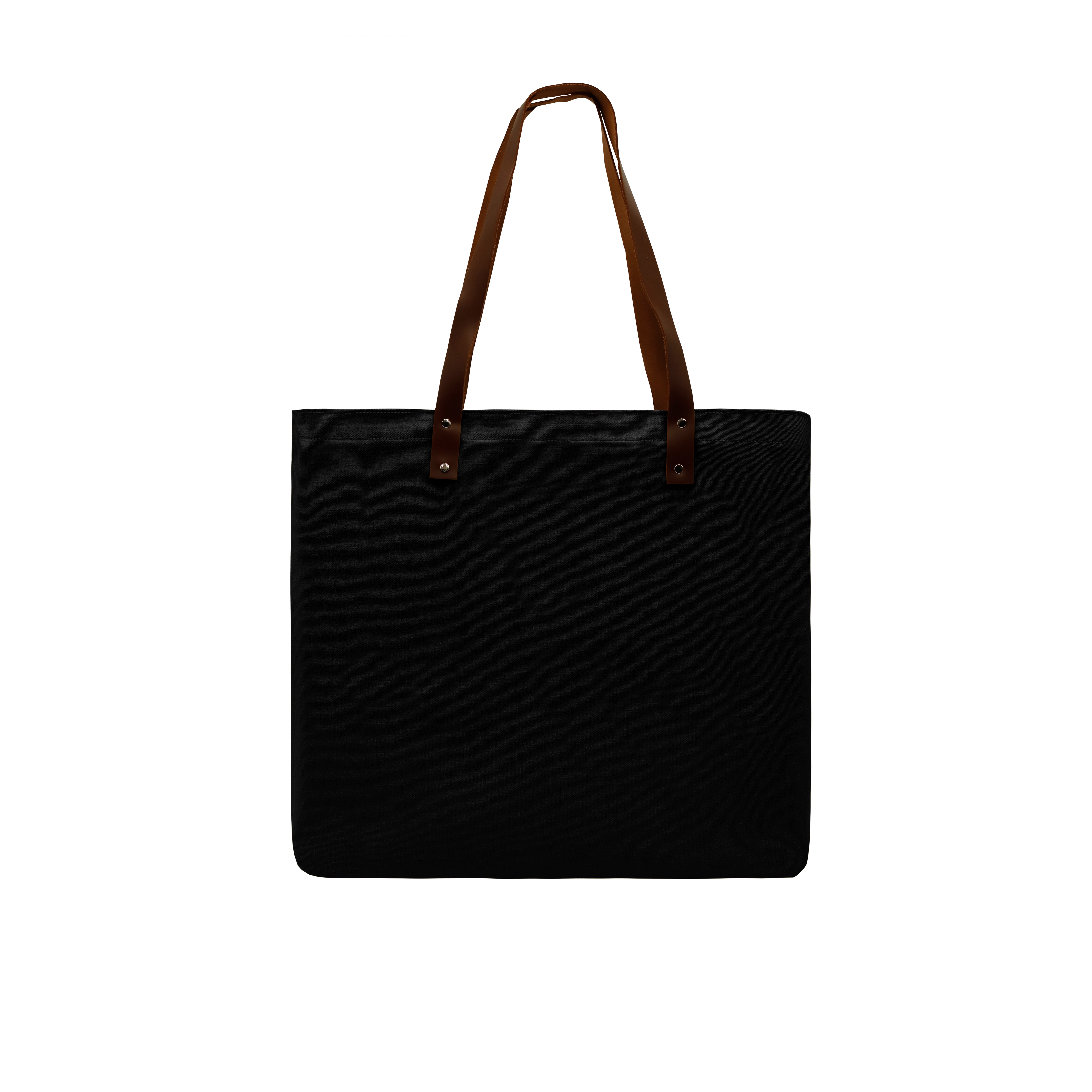 USA Made Black Leather Handle Zipper Pocket Dyed Canvas Tote