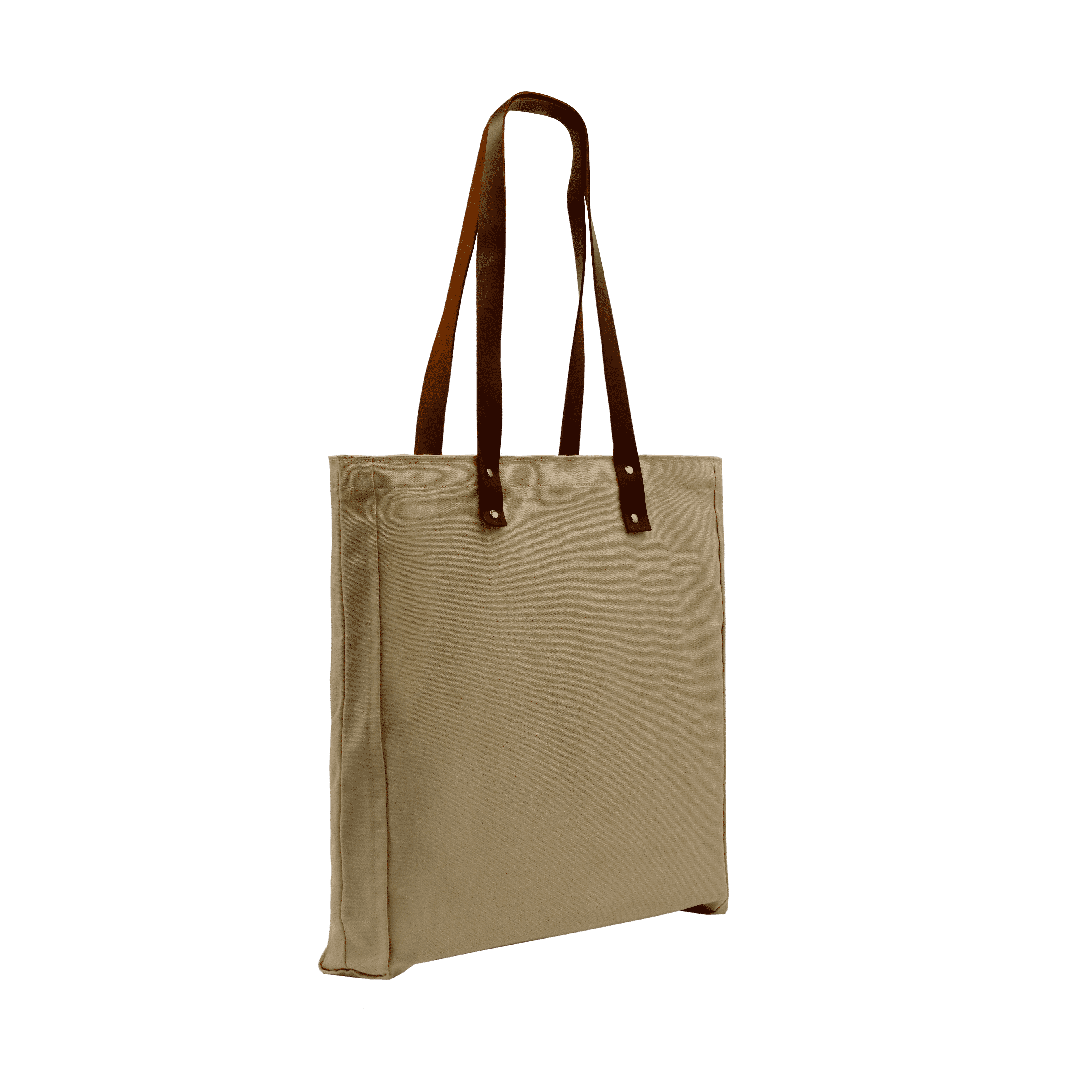 USA Made Natural Leather Handle Zip Top Natural Canvas Gusset