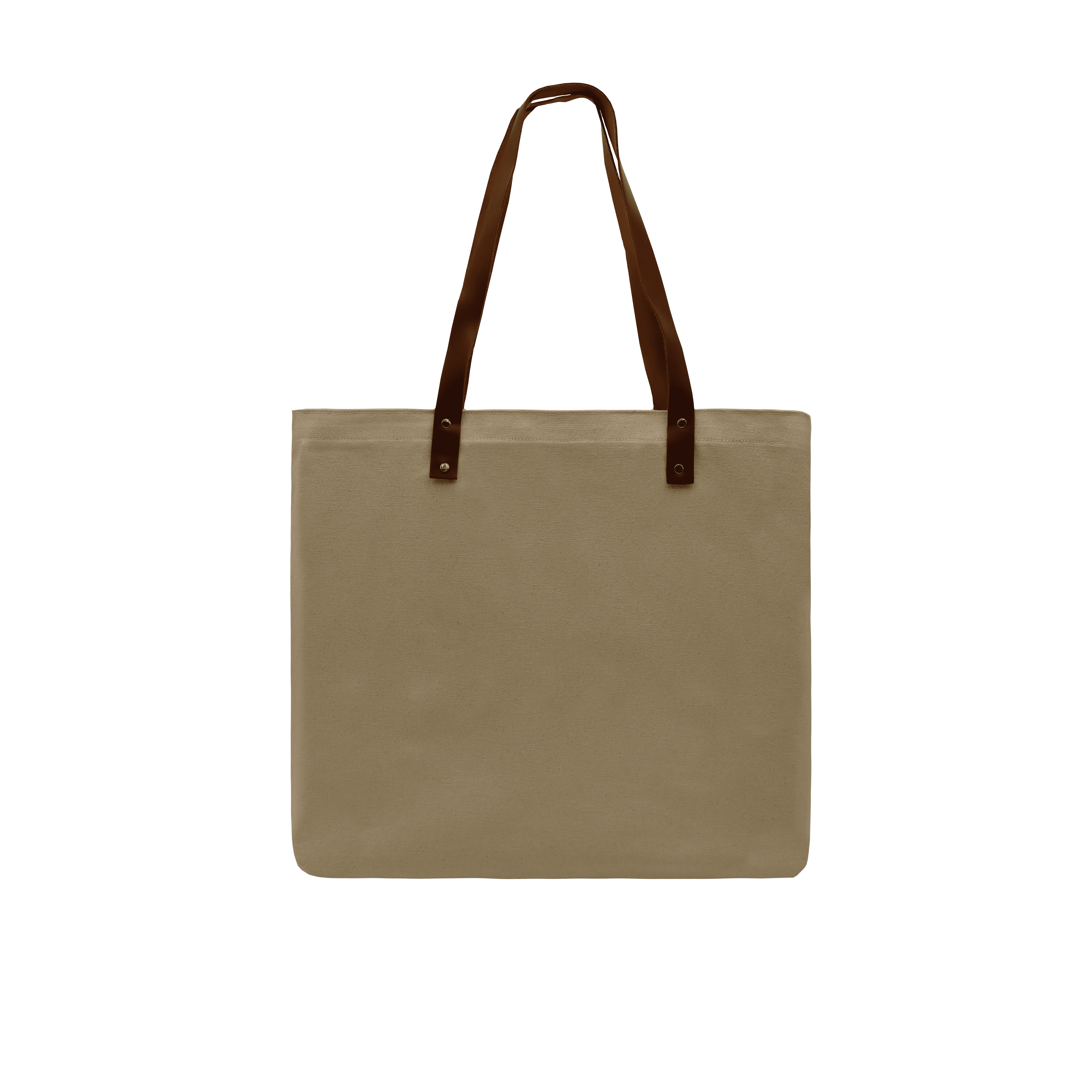 USA Made Natural Leather Handle Zipper Pocket Natural Canvas Tote