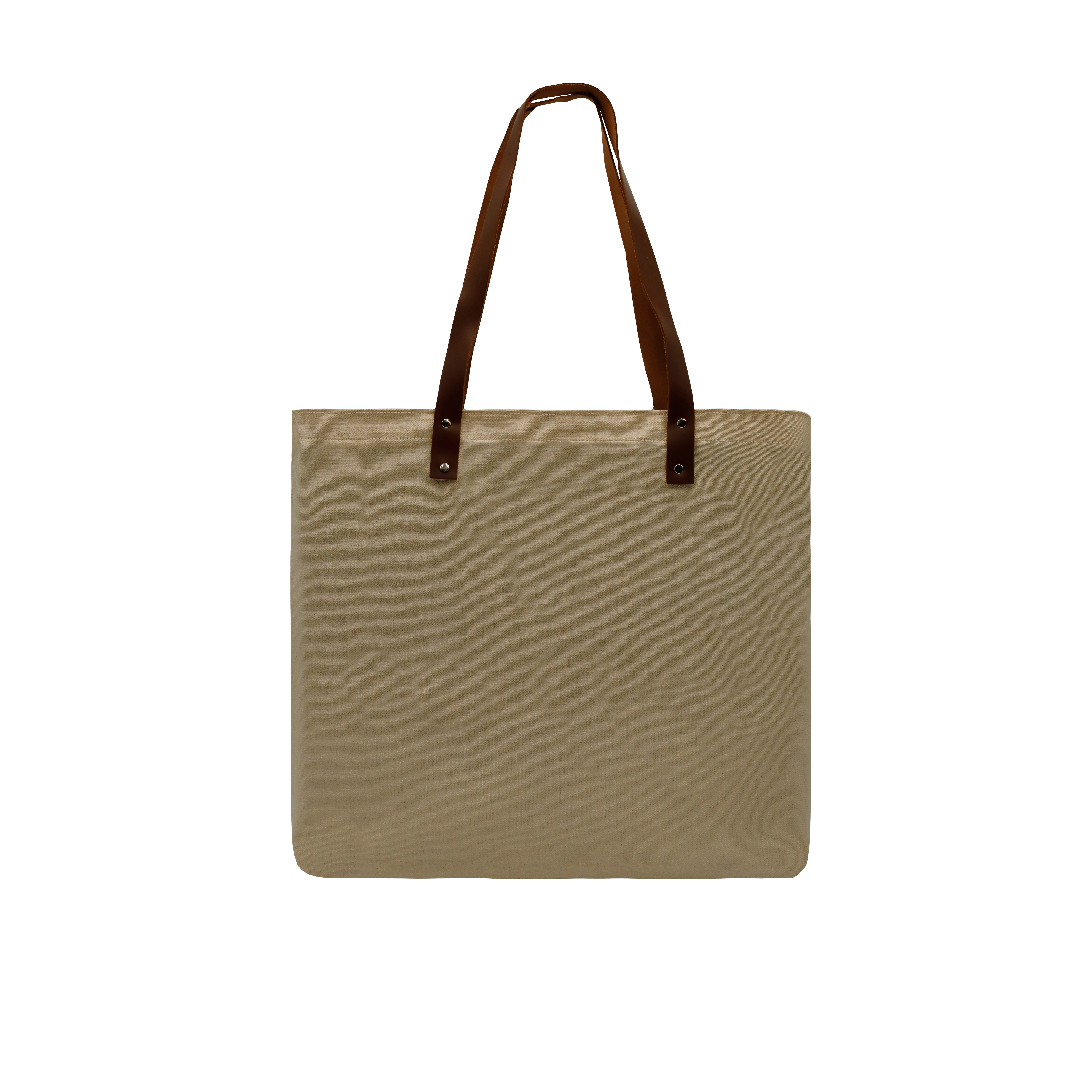 USA Made Natural Leather Handle Zipper Pocket Natural Canvas Tote USA Made Natural Leather Handle Zipper Pocket Natural Canvas Tote