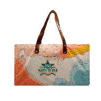 Leather Handle Zip Top Full Bleed Canvas Gusset