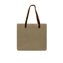 Leather Handle Zipper Pocket Natural Canvas Tote