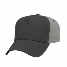 USA-made 5L Dark Gray-Light Gray Chino baseball cap, 3q view, manufactured in Newark NJ