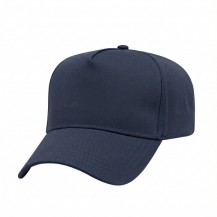 USA-made 5L Navy Chino baseball cap, 3q view, manufactured in Newark NJ