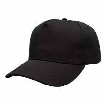 USA-made 5S Black Chino baseball cap, 3q view, manufactured in Newark NJ