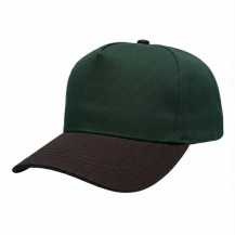 USA-made 5S Hunter Green-Black Chino baseball cap, 3q view, manufactured in Newark NJ