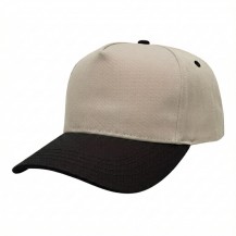 USA-made 5S Putty-Black Chino baseball cap, 3q view, manufactured in Newark NJ