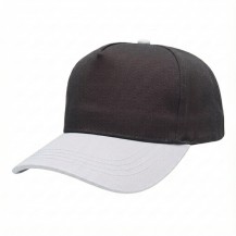USA-made 5S Dark Gray-White Chino baseball cap, 3q view, manufactured in Newark NJ