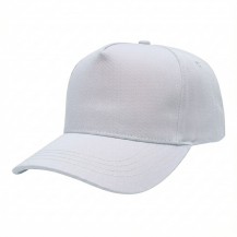 USA-made 5S White Chino baseball cap, 3q view, manufactured in Newark NJ