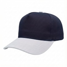 USA-made 5S Navy-White Chino baseball cap, 3q view, manufactured in Newark NJ