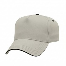 USA-made 5L Putty-Black Brushed Denim baseball cap, 3q view, manufactured in Newark NJ