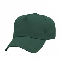 USA-made 5L Hunter Green Brushed Denim baseball cap, 3q view, manufactured in Newark NJ