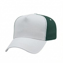 USA-made 5L White-Hunter Green Brushed Denim baseball cap, 3q view, manufactured in Newark NJ