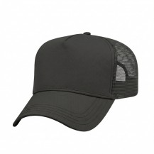 USA-made 5L Black Chino baseball cap, 3q view, manufactured in Newark NJ