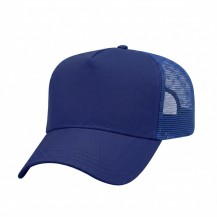 USA-made 5L Royal Blue Chino baseball cap, 3q view, manufactured in Newark NJ