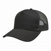 USA-made 5S Black Chino baseball cap, 3q view, manufactured in Newark NJ