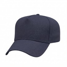 USA-made 5L Navy Cotton Duck baseball cap, 3q view, manufactured in Newark NJ