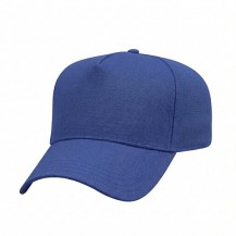 USA-made 5L Royal Blue Cotton Duck baseball cap, 3q view, manufactured in Newark NJ