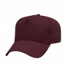 USA-made 5L Burgundy Cotton Duck baseball cap, 3q view, manufactured in Newark NJ