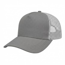 USA-made 5S Light Gray-White Polycotton Twill baseball cap, 3q view, manufactured in Newark NJ