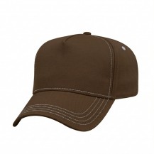 5CTLTE90 Brown-White 3q USA-made 5L Brown-White Polycotton Twill baseball cap, 3q view, manufactured in Newark NJ