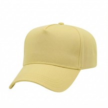 USA-made 5L Safety Green Polycotton Twill baseball cap, 3q view, manufactured in Newark NJ