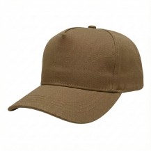 USA-made 5S Khaki Polycotton Twill baseball cap, 3q view, manufactured in Newark NJ