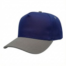 USA-made 5S Royal Blue-Light Gray Polycotton Twill baseball cap, 3q view, manufactured in Newark NJ
