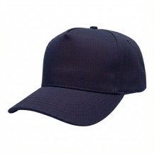 USA-made 5S Navy Polycotton Twill baseball cap, 3q view, manufactured in Newark NJ